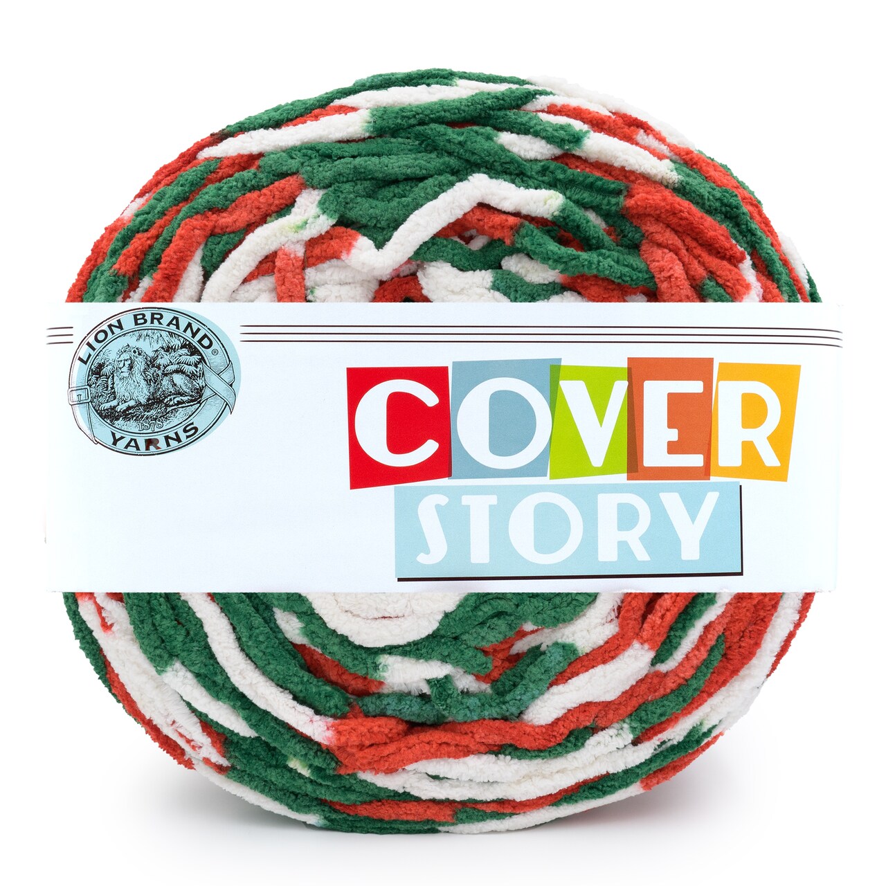 Lion Brand Yarn Cover Story Peppermints Super Bulky Polyester Multicolor Yarn 1 Cake